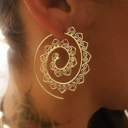 Spiral Hippie Hoops - Large Statement Earrings