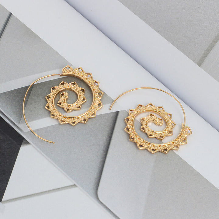 Spiral Hippie Hoops - Large Statement Earrings